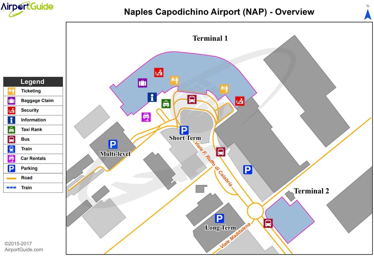 Karte von Neapel Flughafen-terminal