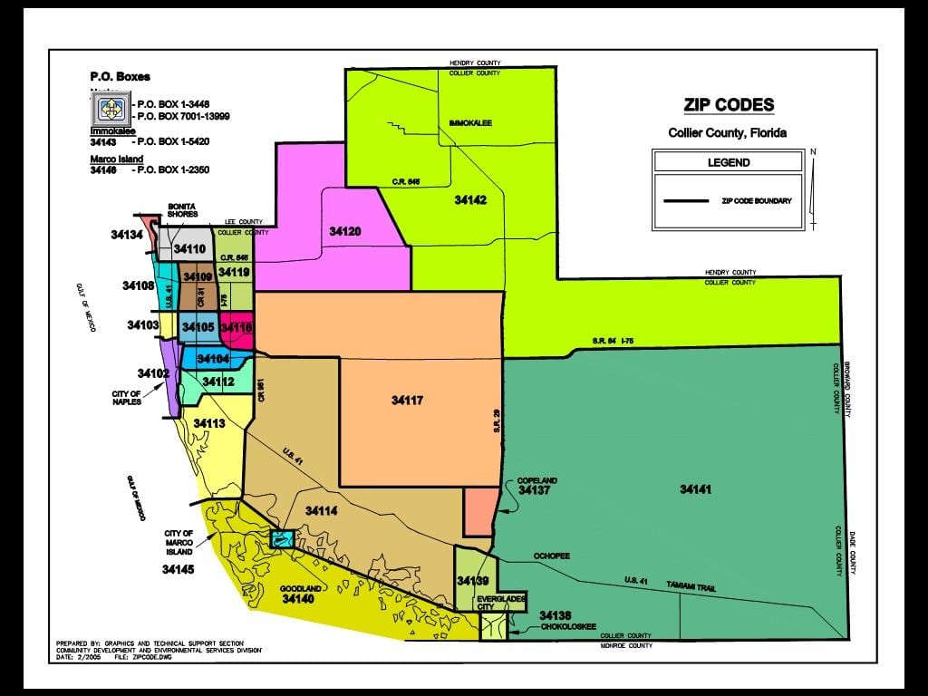 Karte von Neapel, zip code
